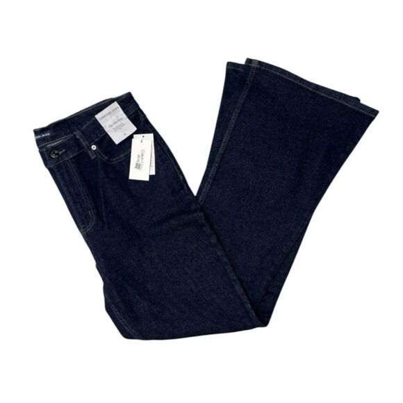 Calvin Klein High Rise Flare Jeans Dark‎ Wash Size 24 Tall NWT - Picture 3 of 4